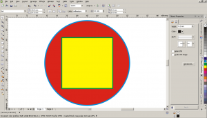 Na przykład w CorelDraw X5 stworzyłem dwa proste prymitywy - okrąg i kwadrat z konturami
