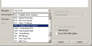 W wyświetlonym oknie dialogowym Eksportuj / zapisz wybierz format SVG