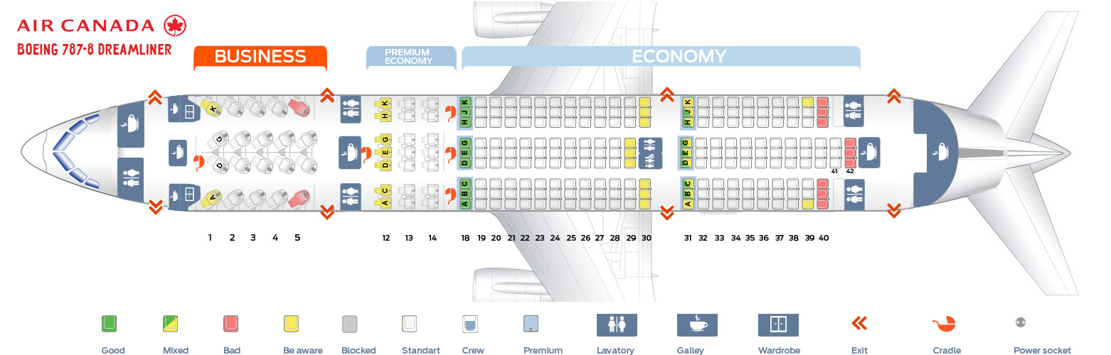 Карта сидений Боинга 787-8 (788)