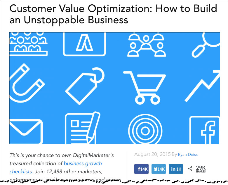 Например, наш блог о   Оптимизация потребительских ценностей   является основным продуктом для сообщества DigitalMarketer, но ключевое слово «оптимизация потребительской ценности» не имеет большого объема поиска…
